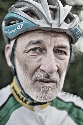 a portrait of a cyclist using a 50mm lens to show shallow depth of field.
