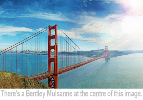 The Bentley Mulsanne on the golden gate bridge.
