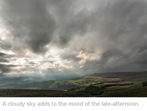 example of a landscape taken in late-afternoon sunlight with a moody sky