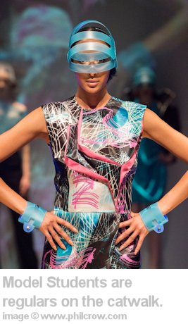model students model in action on the catwalk.