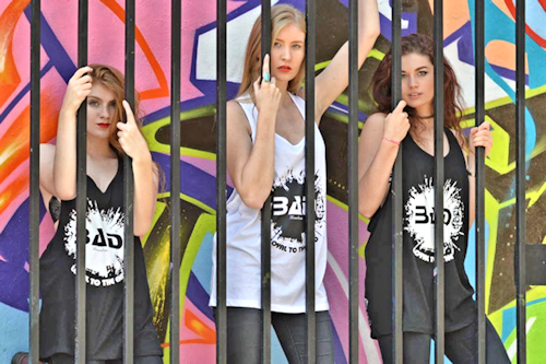 model students model in action on a shoot.