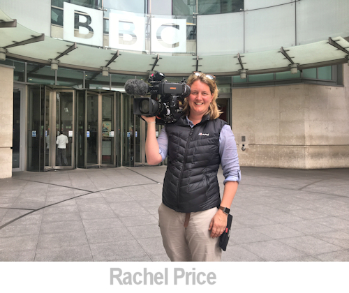 portrait of rachel price outside the BBC building.